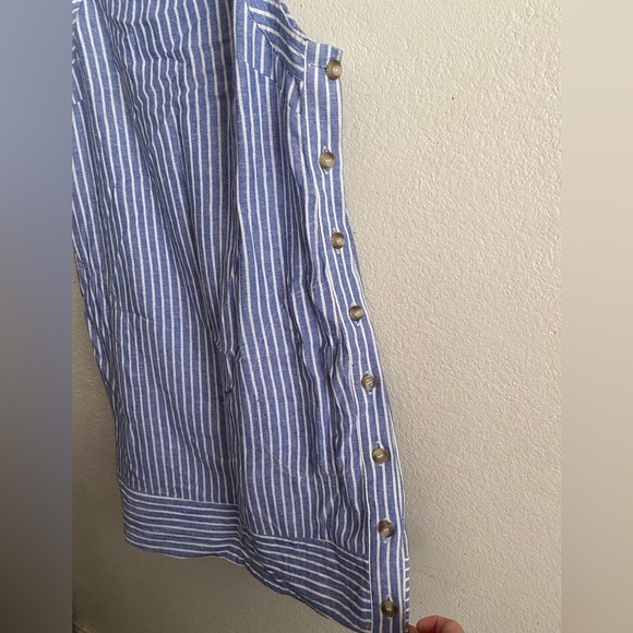 ForCynthia Linen Blend Striped Knee Length Shift Dress M - Picture 8 of 11